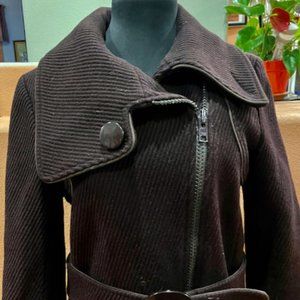 SOIA AND KYO Wool Belted Coat  Aubergine (Brownish-purple) Colored -- Sz. Medium